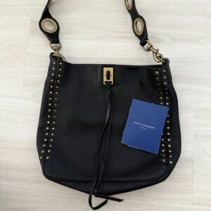 Rebecca Minkoff Darren Feed Bag Small Shoulder Bag Leather Black- NWT